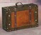 Wooden Vintage Luggage Trunks - Antique Carry-on Suitcase Storage Box with Hinged Lids, Old-Fashioned Decorative Box
